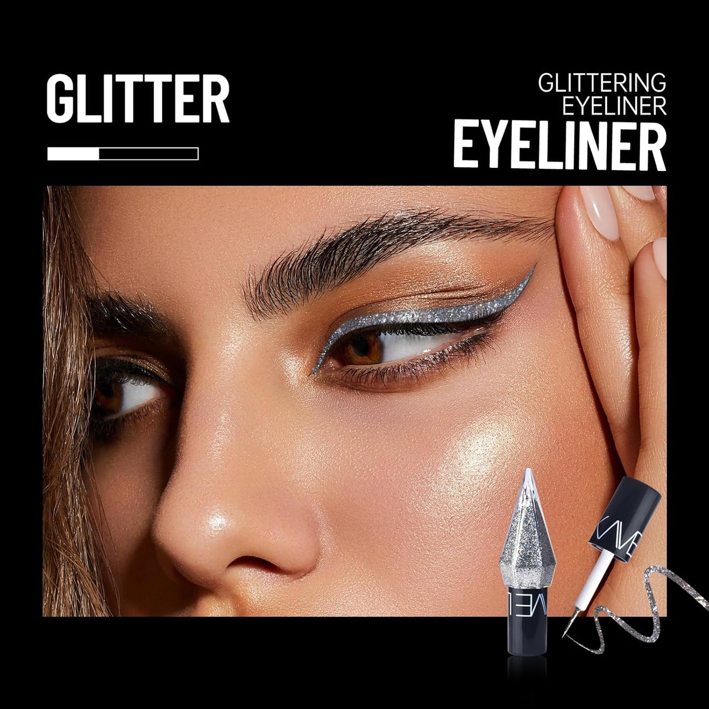 5 Colors Glitter Eyeliner Colorful Set,Metallic Shimmer White Silver Brown Diamond Shine Eye Liner