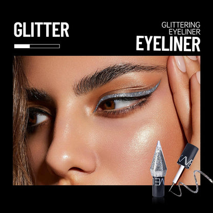 5 Colors Glitter Eyeliner Colorful Set,Metallic Shimmer White Silver Brown Diamond Shine Eye Liner