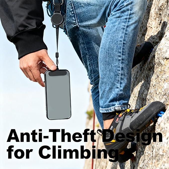 Outdoor Anti-Theft Retractable Phone Lanyard With Secure Clip Metal 360° Tether Tab, Lightweight Lanyard Holder
