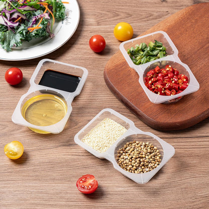 20pcs Reusable BPA-Free 2-Compartment Leakproof Sauces Dipping Boxes with Lids