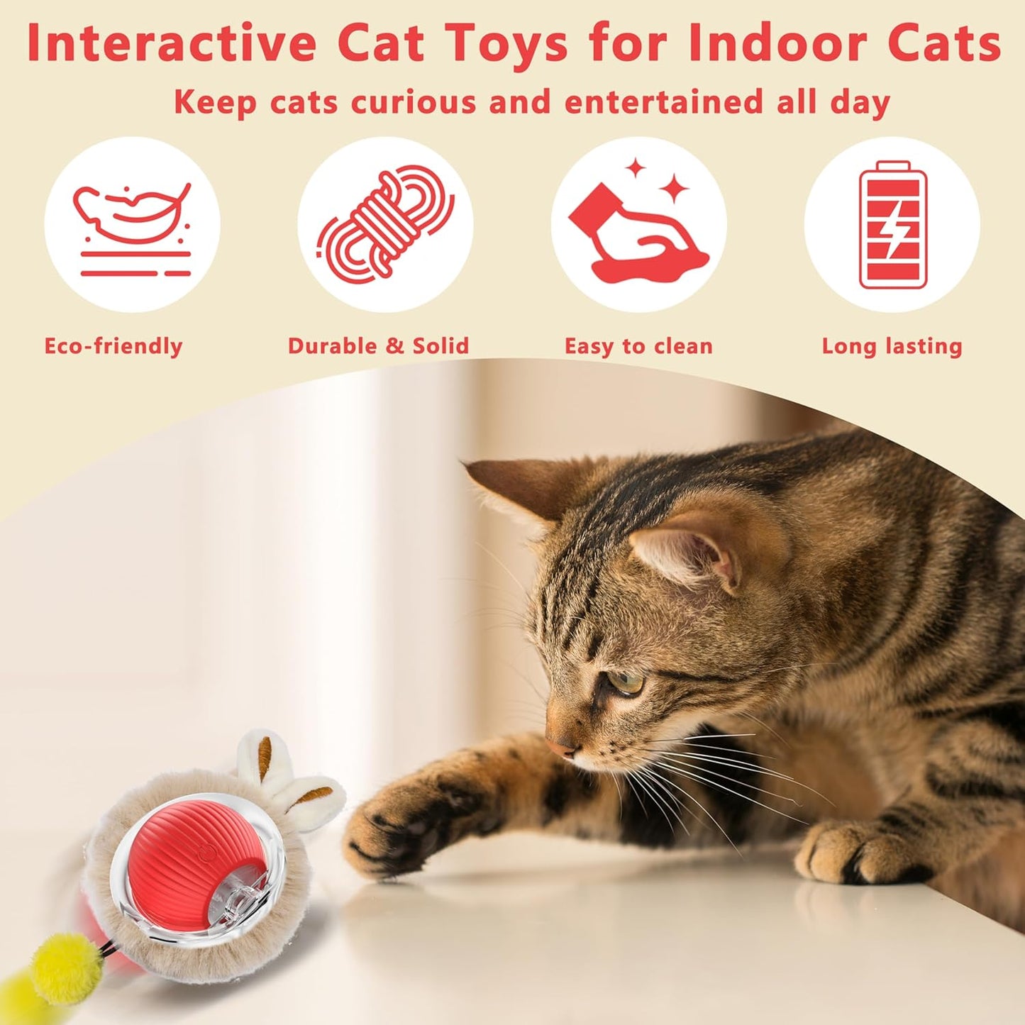 Plush Style 3-Speed Adjustment Pet Toy Ball - Self-Playing Entertainment Device for Dogs & Cats