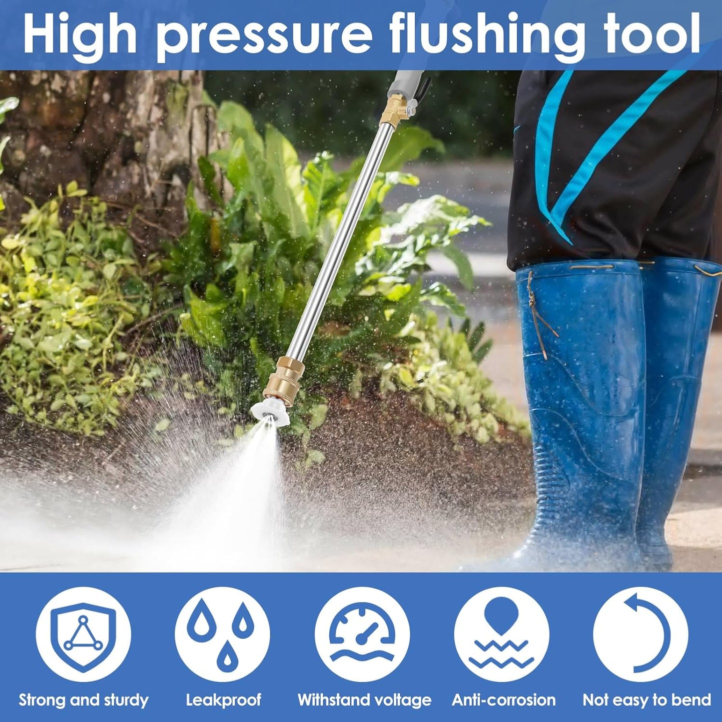 High Pressure Washer Wand Hose Attachment Pressure Washer with 2 Nozzles Multi-Purpose