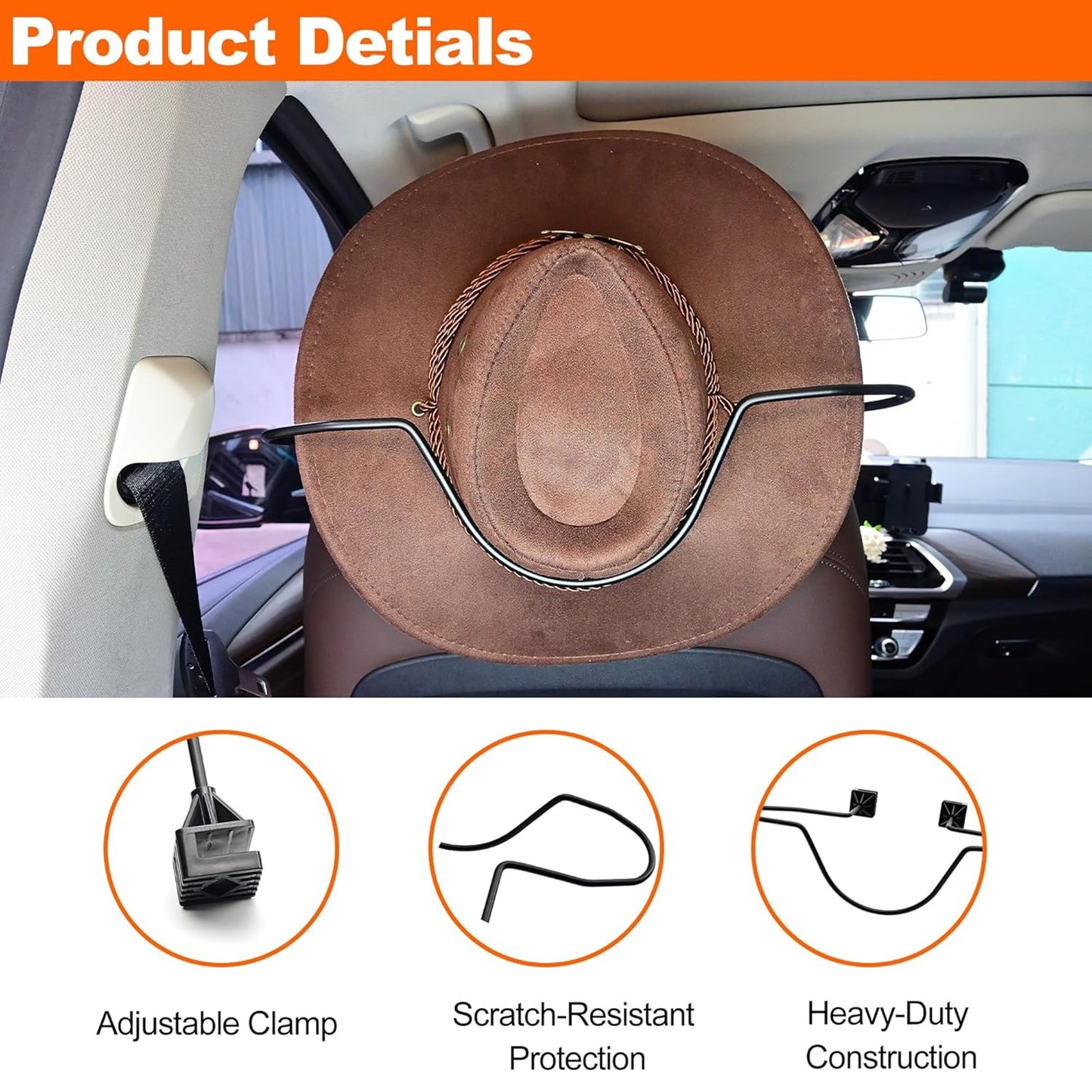 Cowboy Hat Holder Rack for Truck SUV Car(Keep Hat Shape)