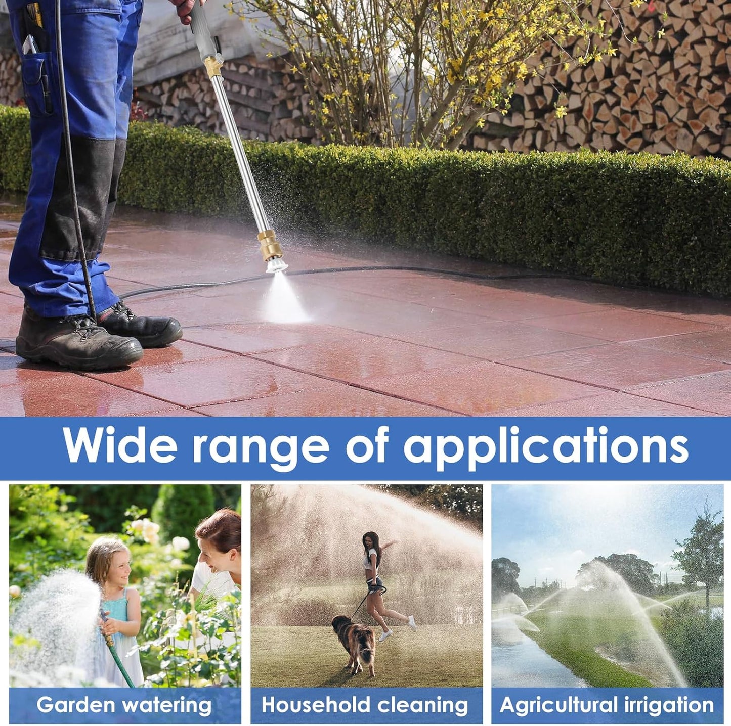 High Pressure Washer Wand Hose Attachment Pressure Washer with 2 Nozzles Multi-Purpose