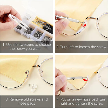 35 Pairs Silicone Non-Slip Eyeglass Nose Pads Replacement Kit with Screws & Tools