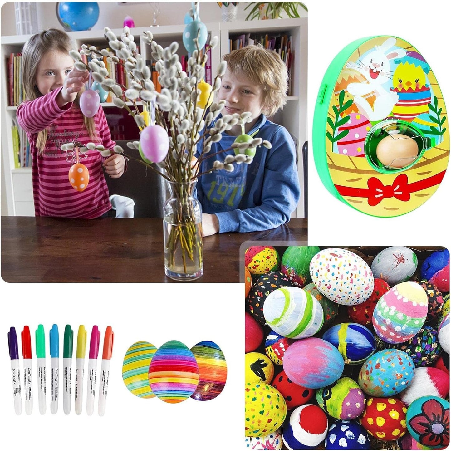 Egg Decorating Spinner, Easter Egg Decorator Kit, 3 Eggs 8 Markers