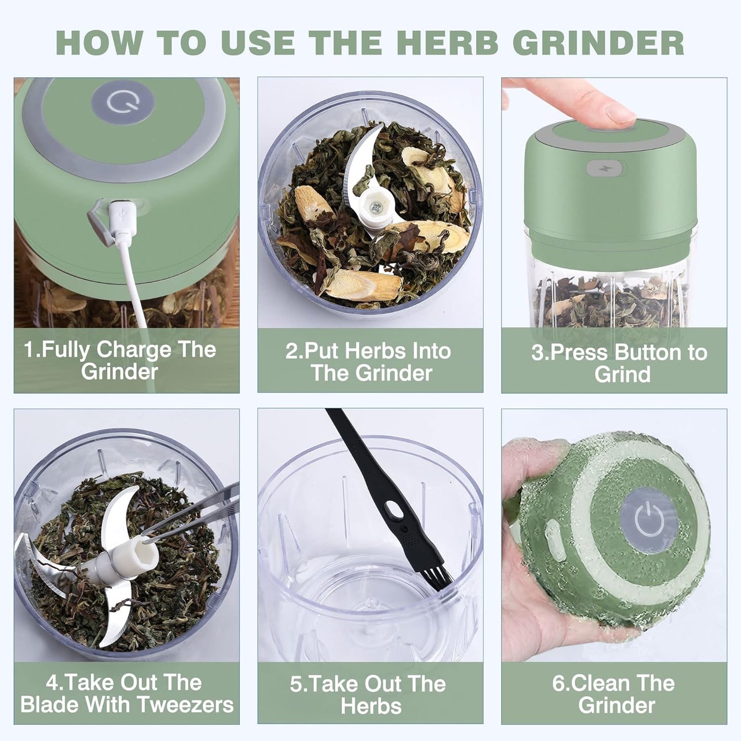 Electric Grinder- Efficiency 3.4oz Large Portable USB Charge