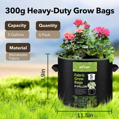 3Pcs 5 Gallon Fabric Plant Bag，Planter Bags with Handles