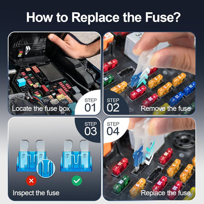 300Pcs Car Fuse Assortment Kit, 160 Mini Fuses Automotive + 90 Standard Auto Fuses + 50 Micro + Puller