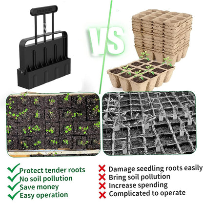 Soil Blocker with Comfortable Handle 2 Inch 4 Cell Soil Blocking Tool