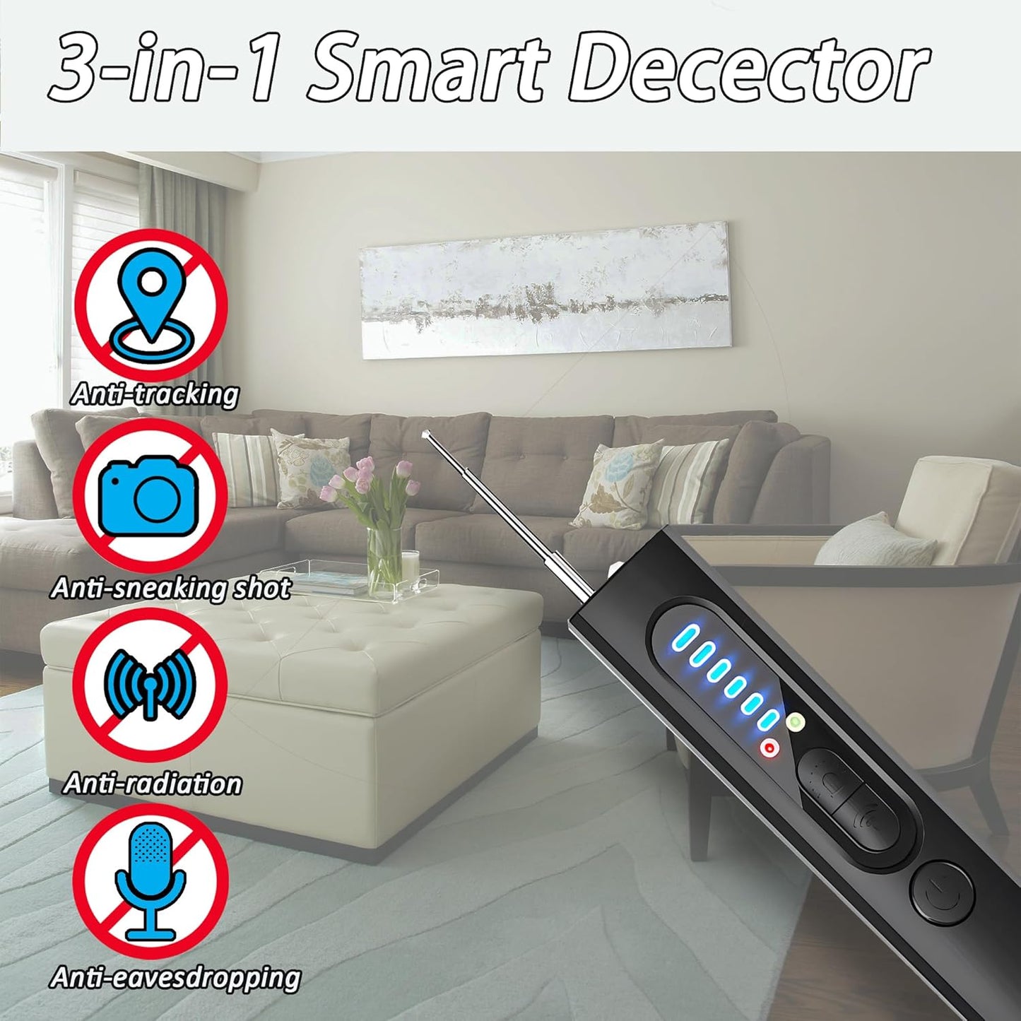 Hidden Camera Detector - 30h Working Time, 5 Levels Sensitivity