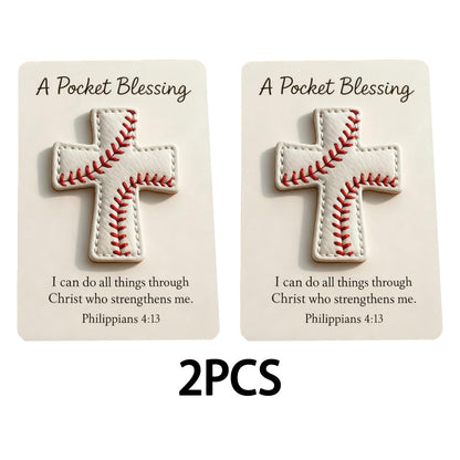 Baseball Pocket Cross Blessing Gift Encouragement Token(2PCS)