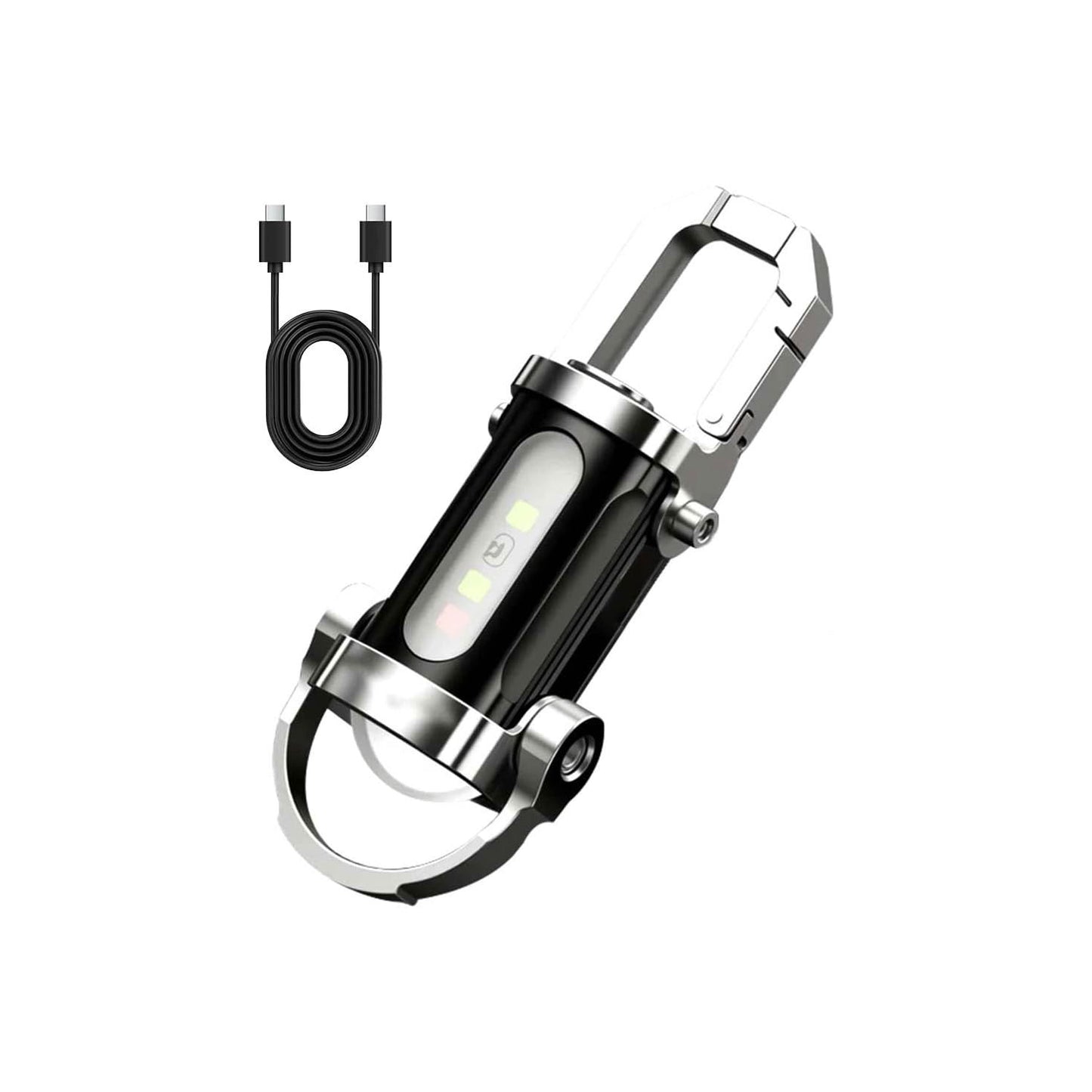 Mini Pocket Portable Rechargeable Keychain Flashlight with 7 Modes & COB Work Light, Splashproof Bright LED Light