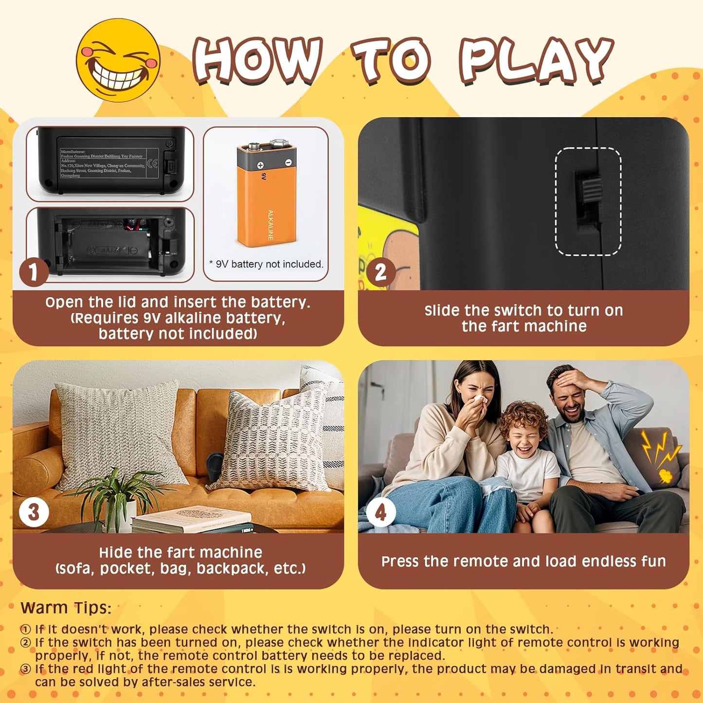 Fart Machine with Remote Control, 50 Realistic Sounds, Wireless Range Over 32 Feet
