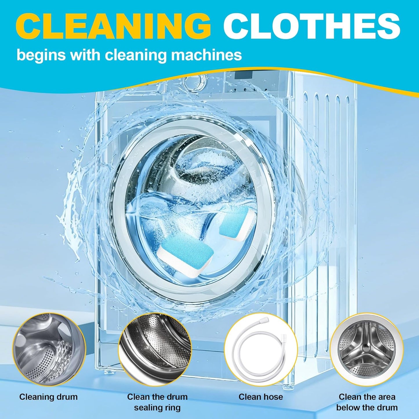 Washing Machine Cleaner Tablets - 24 Pack for a 12 Month Supply. Formulated for Pet Owners. Compatible with HE