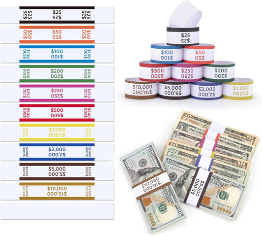 550 Pack Money Bands for Cash Self Adhesive Wrappers for Bills 11 Colors