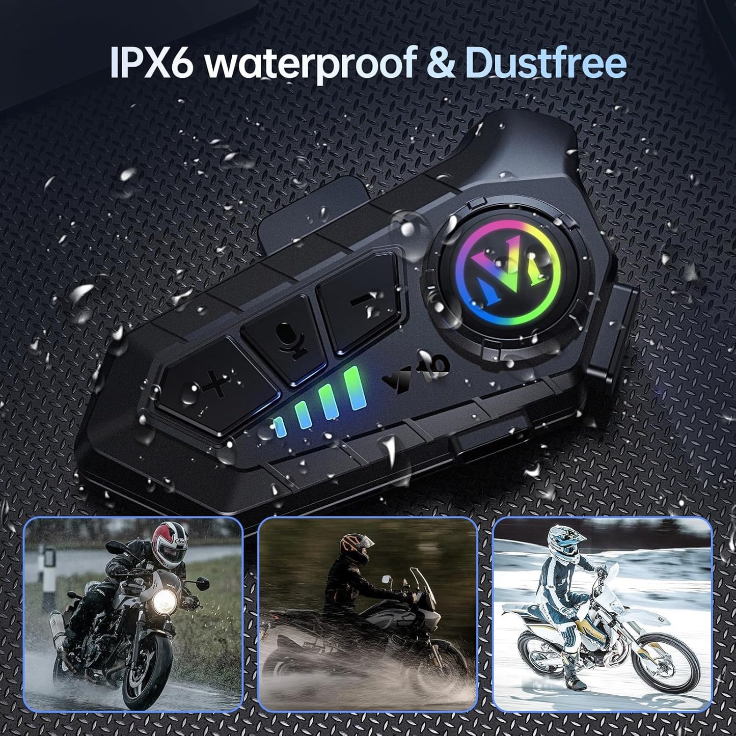 Motorcycle Waterproof Bluetooth Helmet Headset with Noise Cancellation