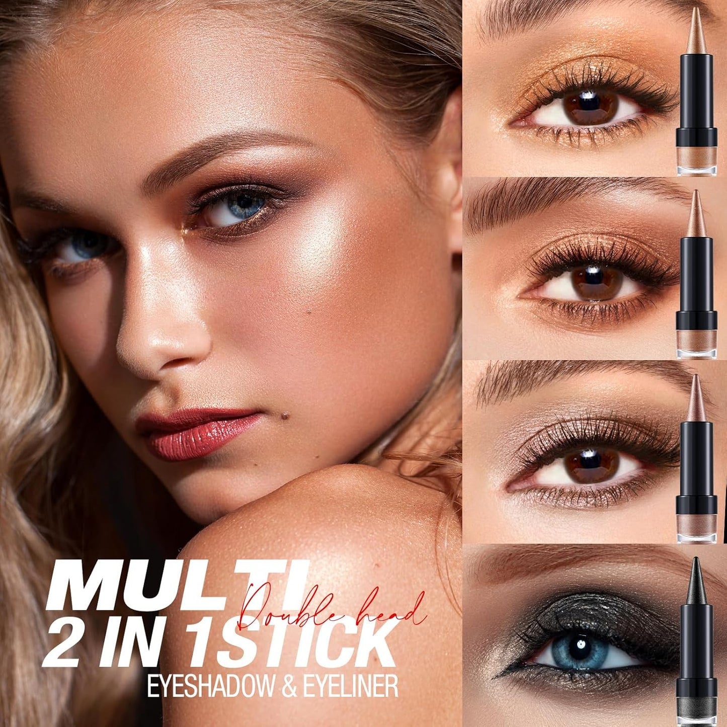 6pcs Pointed Fine Flash Multi-purpose Makeup Pens Kit - Pearlescent Lipstick Lipliner+Eye Shadow Eyeliner