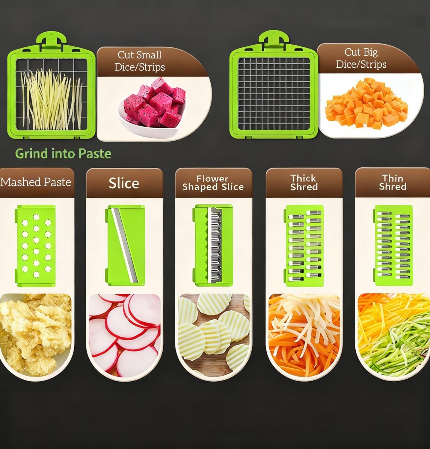 Safe Hand Protection Reusable Vegetable Chopper Mandoline Slicer For Vegetables Fruits Cutting -  ABS Stainless Steel Design Multi Function For Dicing Mincing