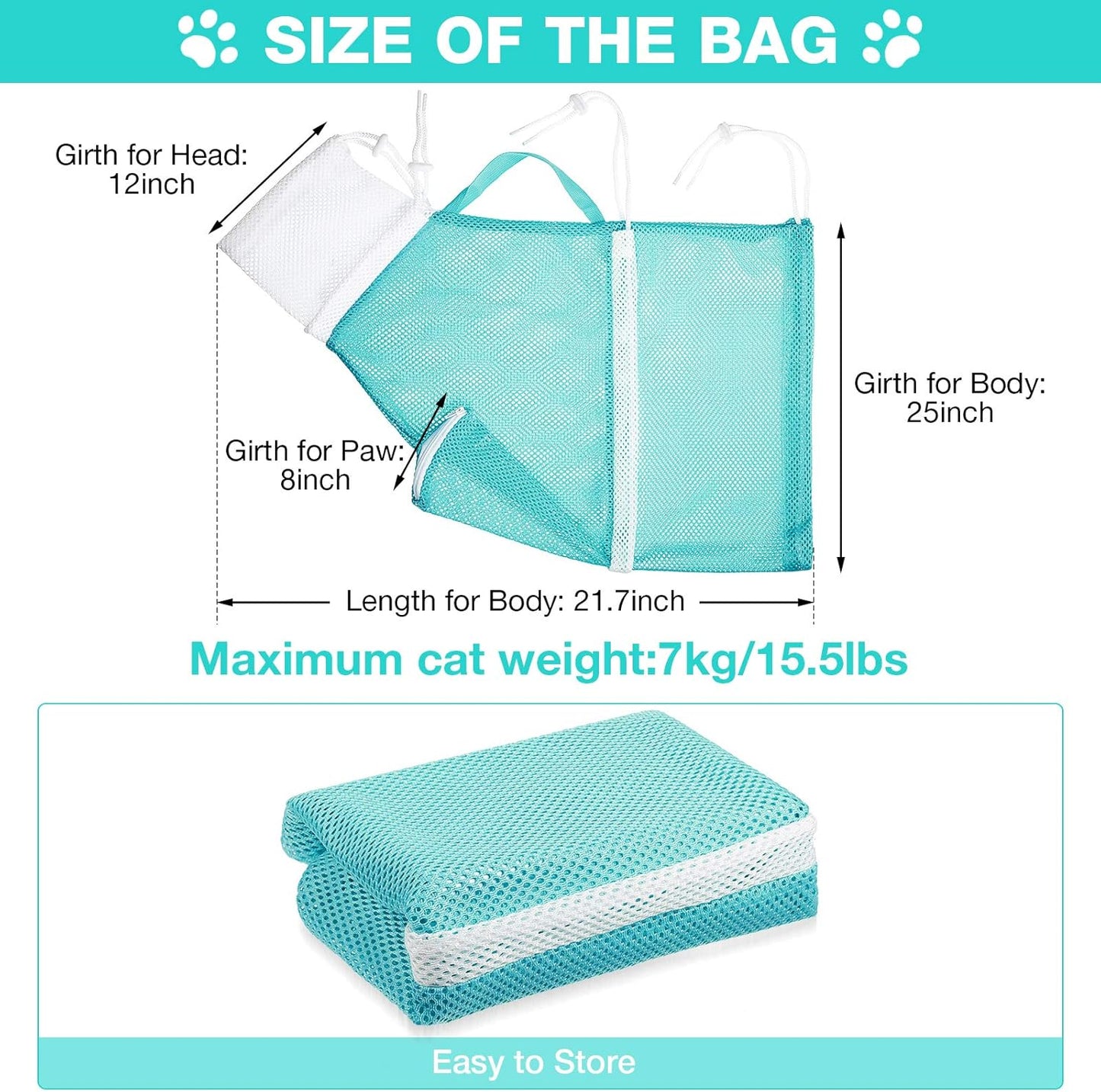 Multifunctional Grooming Bathing Adjustable Cat Shower Net Bags