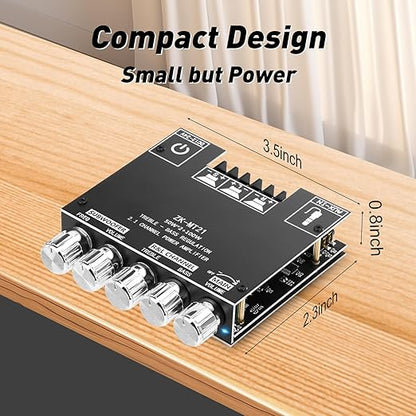 ZK-MT21 Bluetooth Amplifier Board, 2.1 Channel Subwoofer Amp Board with Treble/Bass/Sub Control