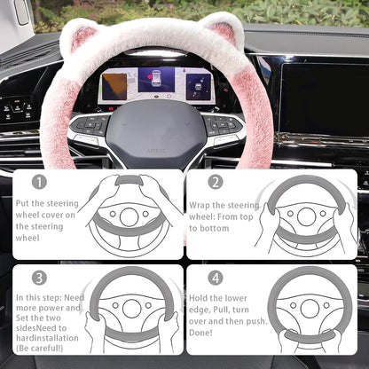 Cute Steering Wheel Protector with Kitty Cat Ears