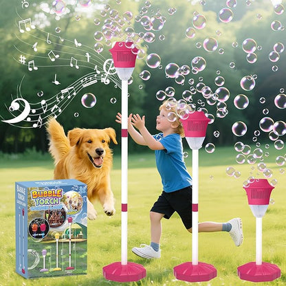 Bubble Machine for Kids, Automatic Standing Bubble Maker with Light/Music