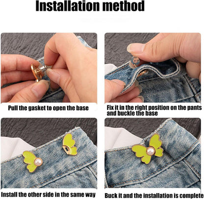 20Pcs Pant Waist Tightener, Detachable Butterfly Clips Jean Buttons