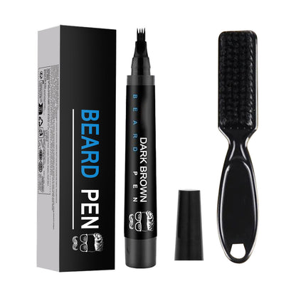 Beard Filler Pen Kit with Brush - Waterproof & Smudge-proof, Long-lasting Definition