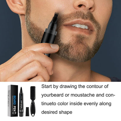 Beard Filler Pen Kit with Brush - Waterproof & Smudge-proof, Long-lasting Definition