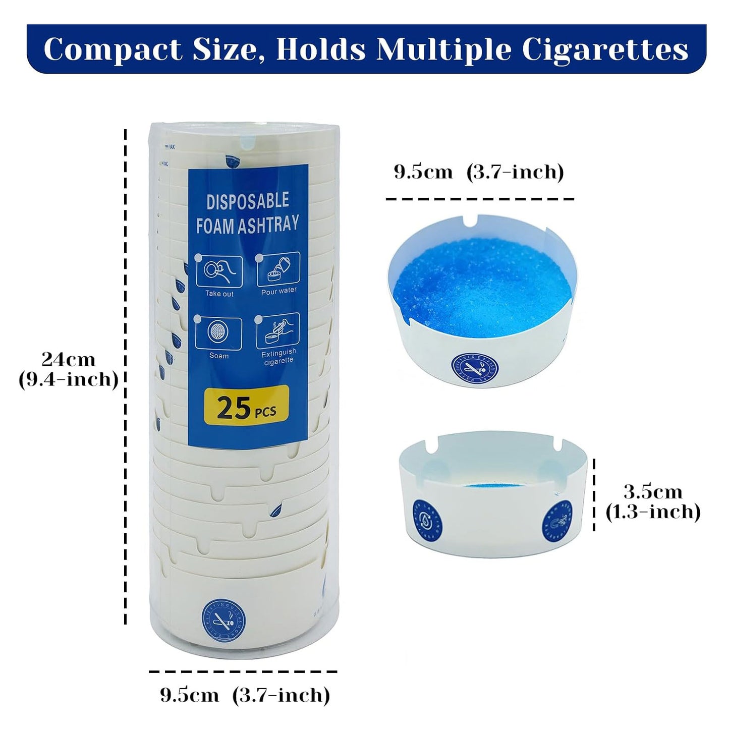 25Pcs Foam Paper Portable Disposable Thickened Smokeless Ashtrays
