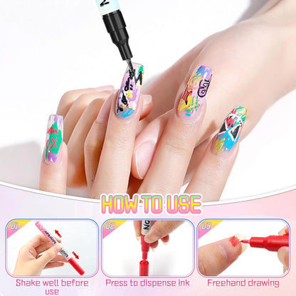 12-Color Waterproof Nail Art Pens