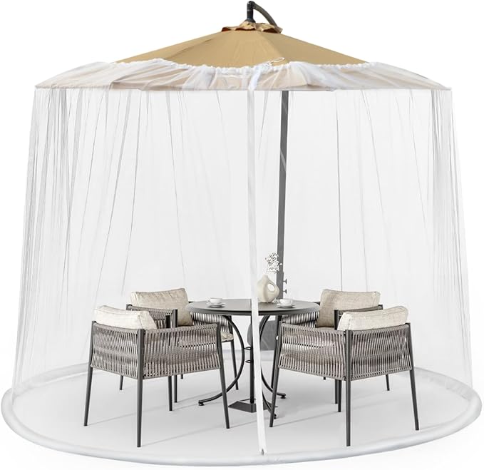 Patio Umbrella Insect Screen (with Zippered Door and Polyester Mesh)