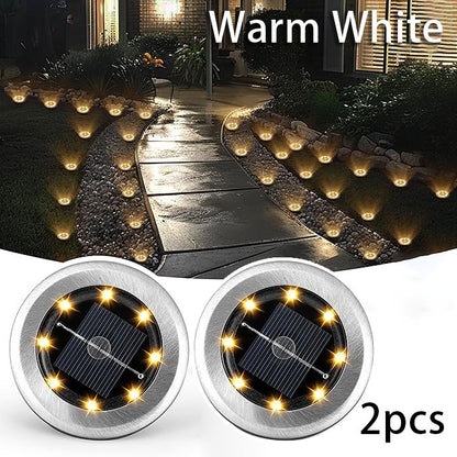 2pcs Outdoor Waterproof Mini Solar Ground Lights - Landscape Lighting for Yard Driveway Walkway