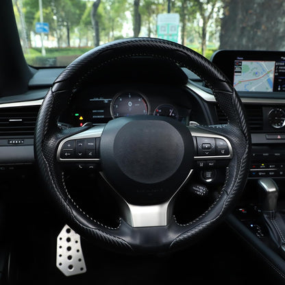 3pcs Universal Carbon Fiber Steering Wheel Cover - Anti-Slip & Segmented Design
