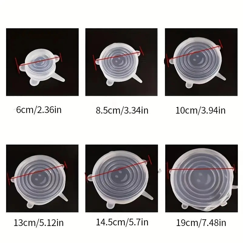 Food-Grade Silicone Food Covers (6-Piece Set)