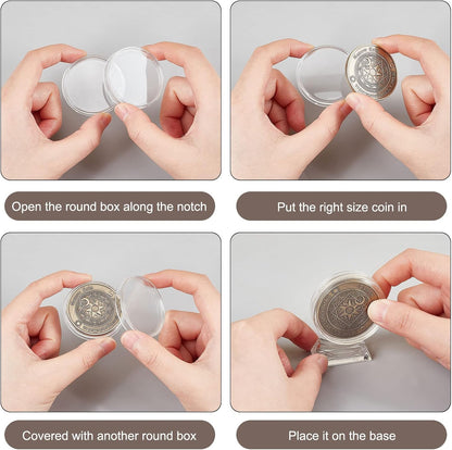 10PCS Clear coin display stand with a stable base
