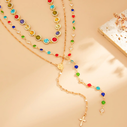 Crystal Colorful Multi Layered Bead Chest Body Chain