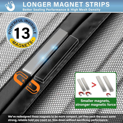 Magnetic Fly Screen Door with Stay Open Buckles