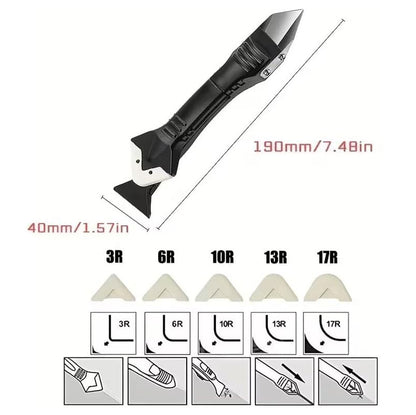 3 in 1 Silicone Caulking Tool, Sealant Removal Tool with 4 Pieces Tool Kit