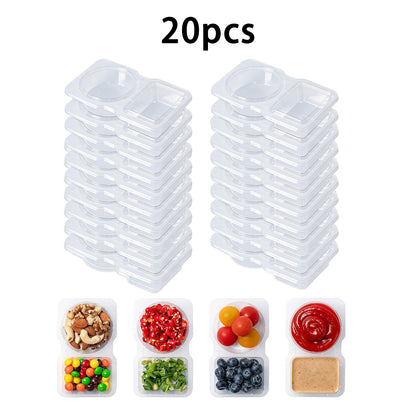 20pcs Reusable BPA-Free 2-Compartment Leakproof Sauces Dipping Boxes with Lids