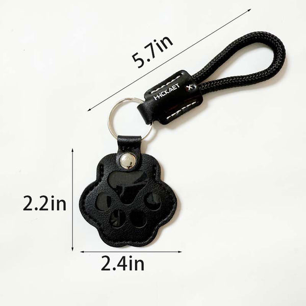 Pet Paw Shaped Leather Keychain With Lanyard for Collecting Cat & Dog Hair Or Bag Purse Paw Charm Key Holder