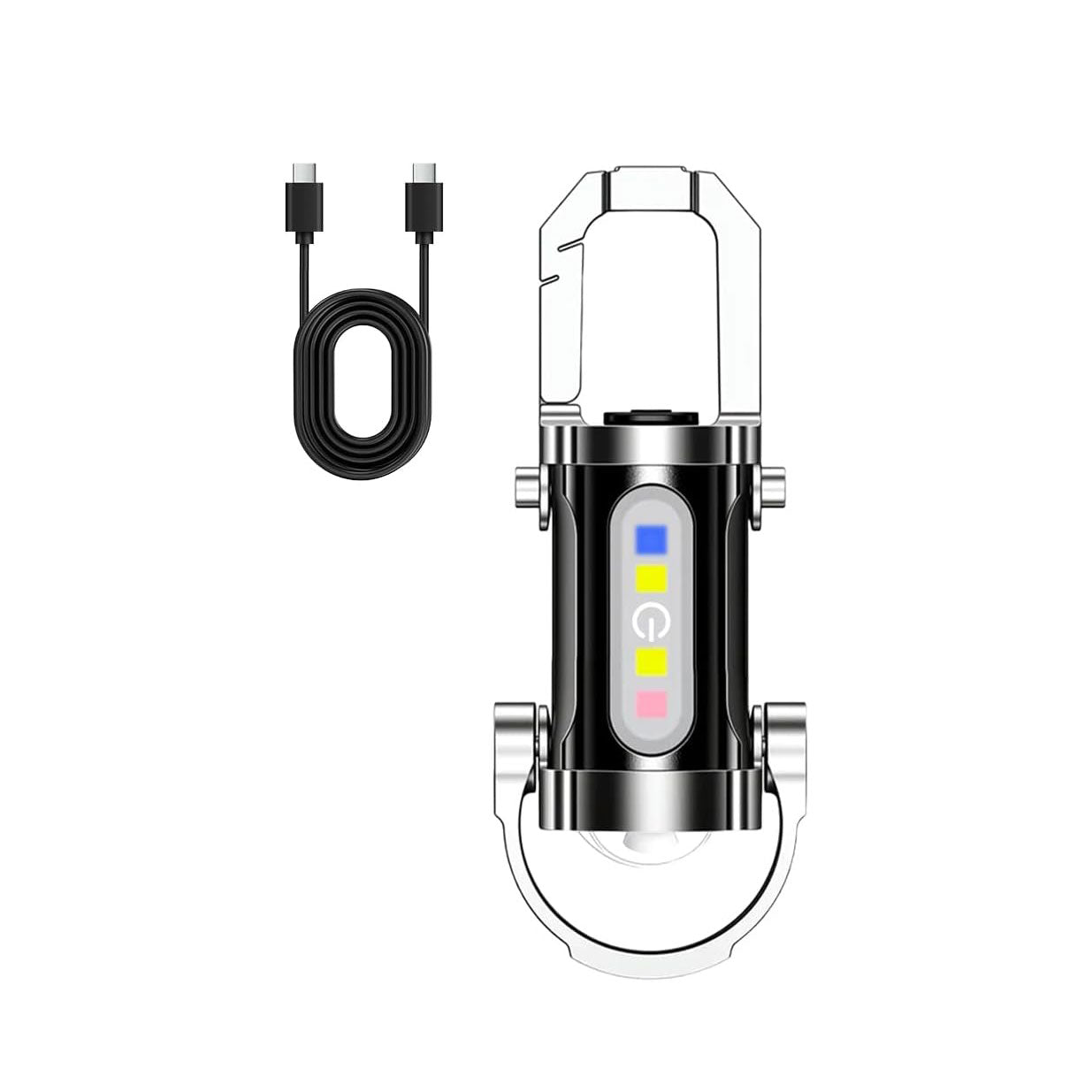 Mini Pocket Portable Rechargeable Keychain Flashlight with 7 Modes & COB Work Light, Splashproof Bright LED Light