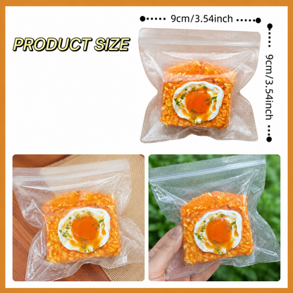 Double-Layer Fried Egg Toast Squishy - Super Soft Silicone, for Stress Relief