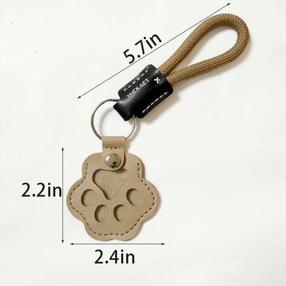 Pet Paw Shaped Leather Keychain With Lanyard for Collecting Cat & Dog Hair Or Bag Purse Paw Charm Key Holder