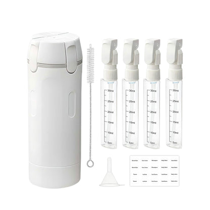4 in 1 No Spill Space Saving Compact Refillable Travel Dispenser Bottles