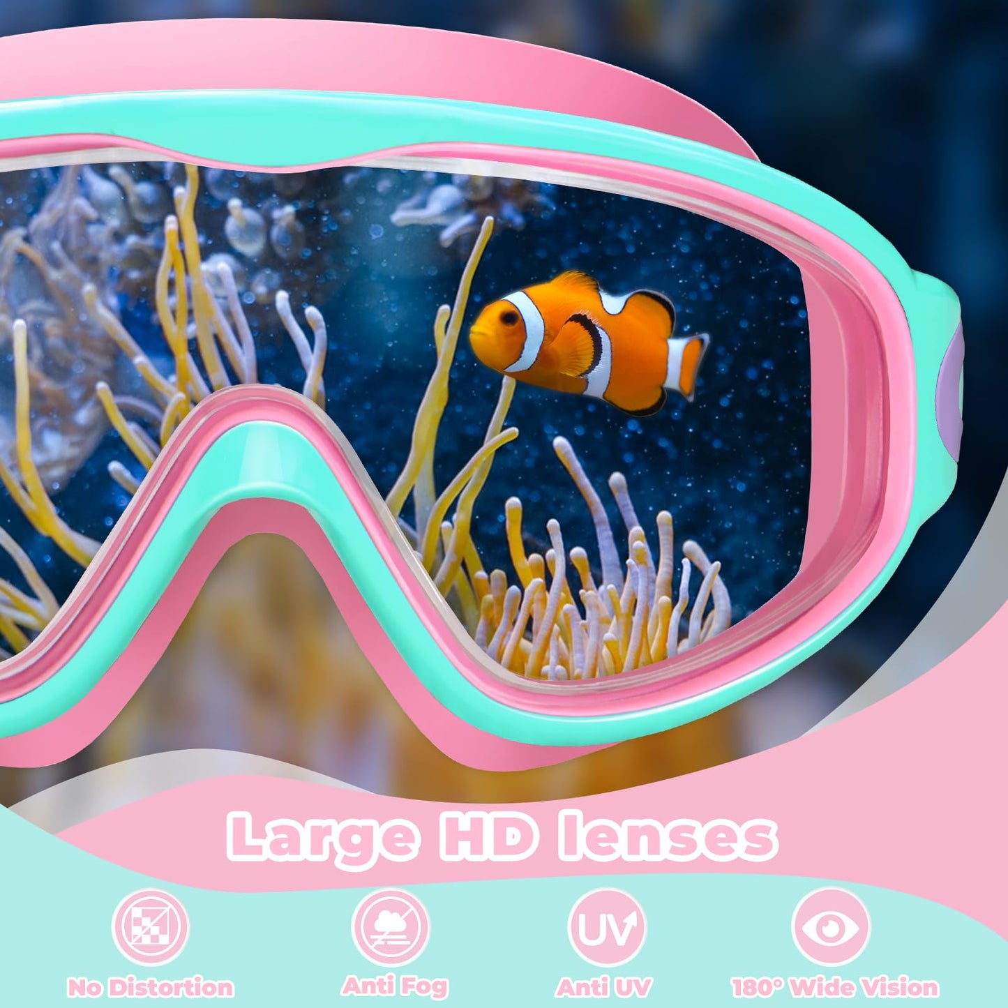 2 Pack Swim Goggles for Kids Ages 3-15 Anti-Fog Anti-UV Wide Vision Waterproof No Leak