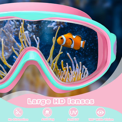 2 Pack Swim Goggles for Kids Ages 3-15 Anti-Fog Anti-UV Wide Vision Waterproof No Leak