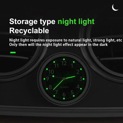Mini Car Clock for Dash with Adhesive Sticker & Vent Clip - Luminous Decoration