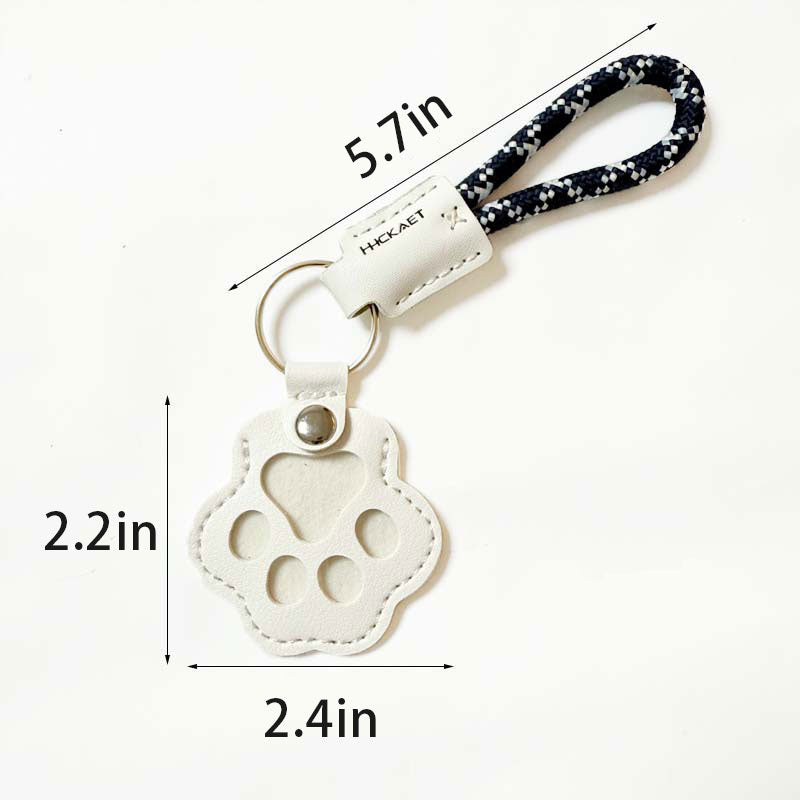 Pet Paw Shaped Leather Keychain With Lanyard for Collecting Cat & Dog Hair Or Bag Purse Paw Charm Key Holder